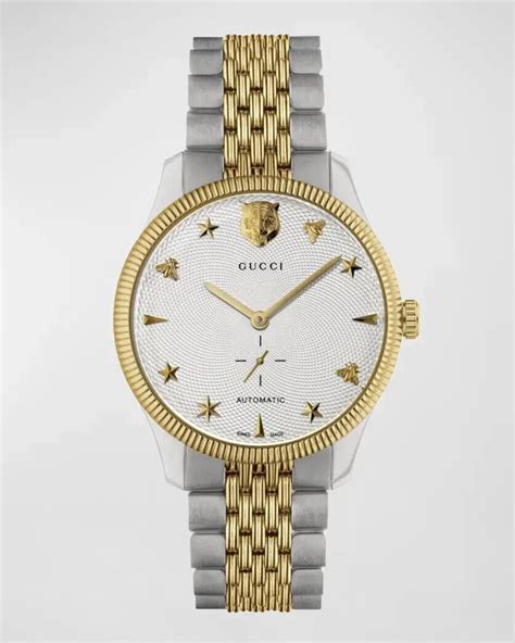 gucci men's g-timeless 40mm automatic two-tone bracelet watch|gucci 38mm gold timeless watch.